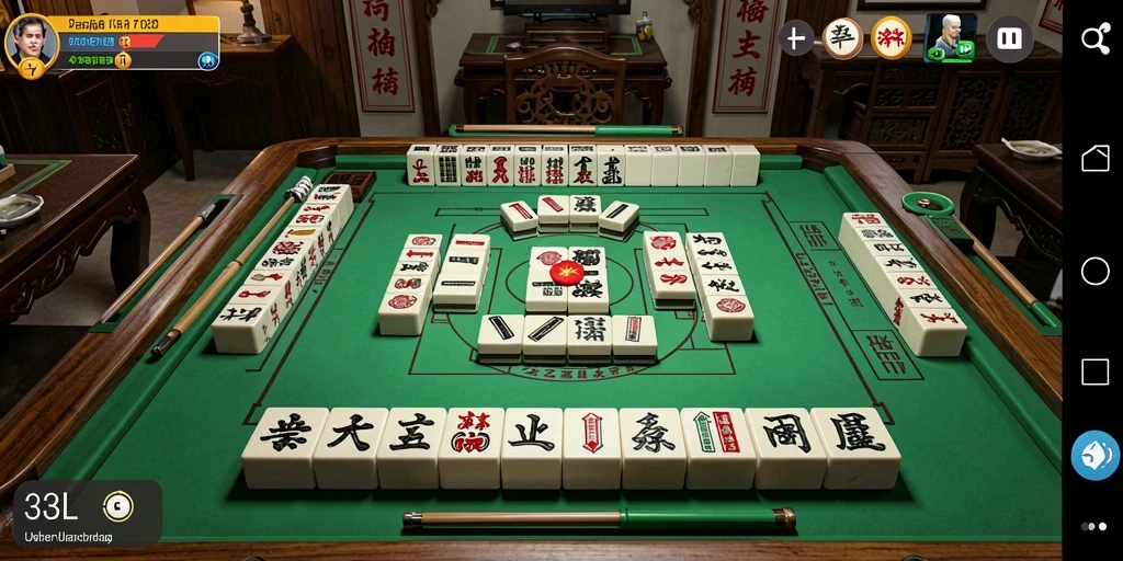 Tampilan utama gameplay Mahjong dalam 33L dengan level menantang.