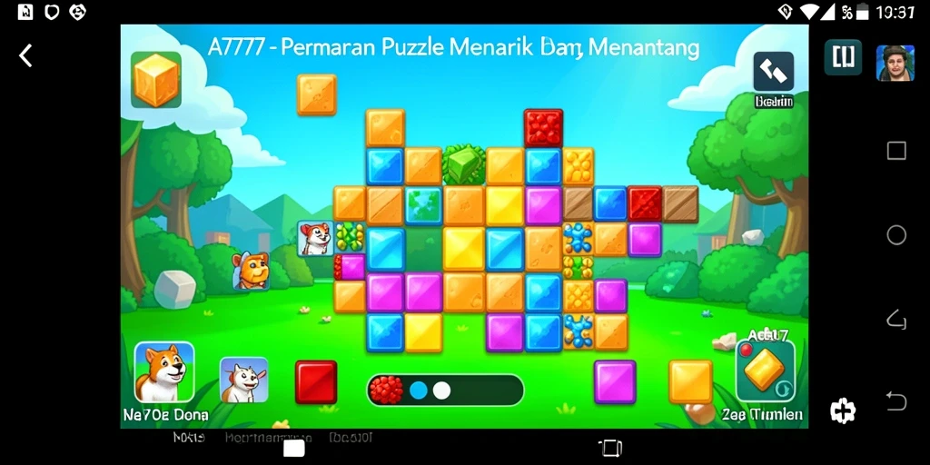 Tangkapan layar A7777 menunjukkan gameplay Puzzle yang mendebarkan dan penuh warna.