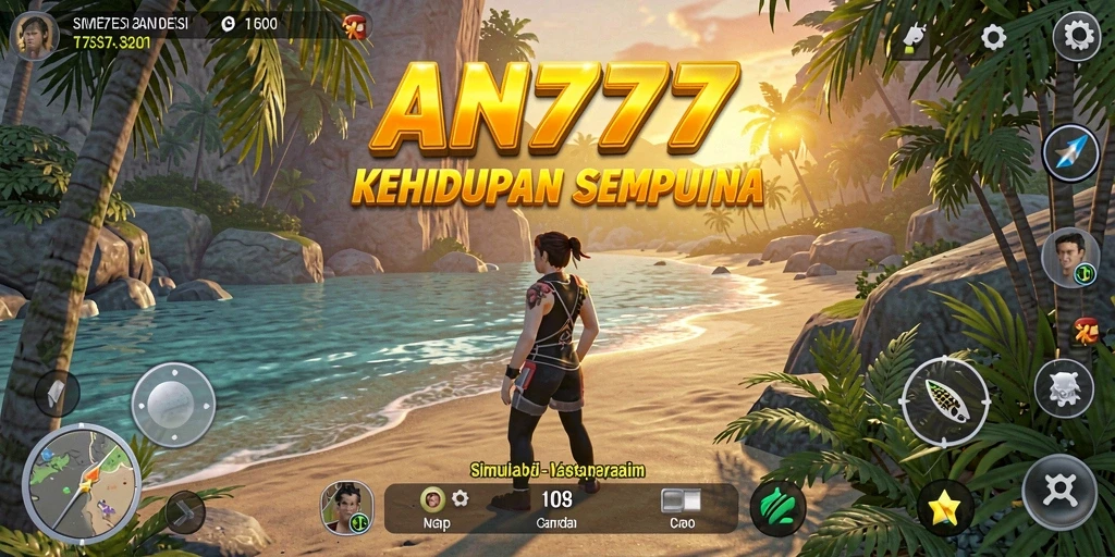 Screenshot gameplay AN777 menampilkan karakter yang berinteraksi di dunia simulasi.