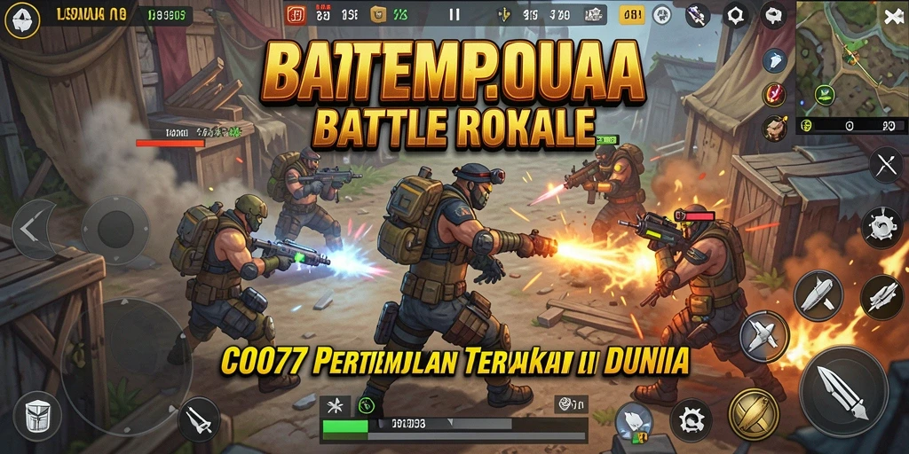 Gambaran gameplay intens di C0077 dengan elemen Battle Royale.