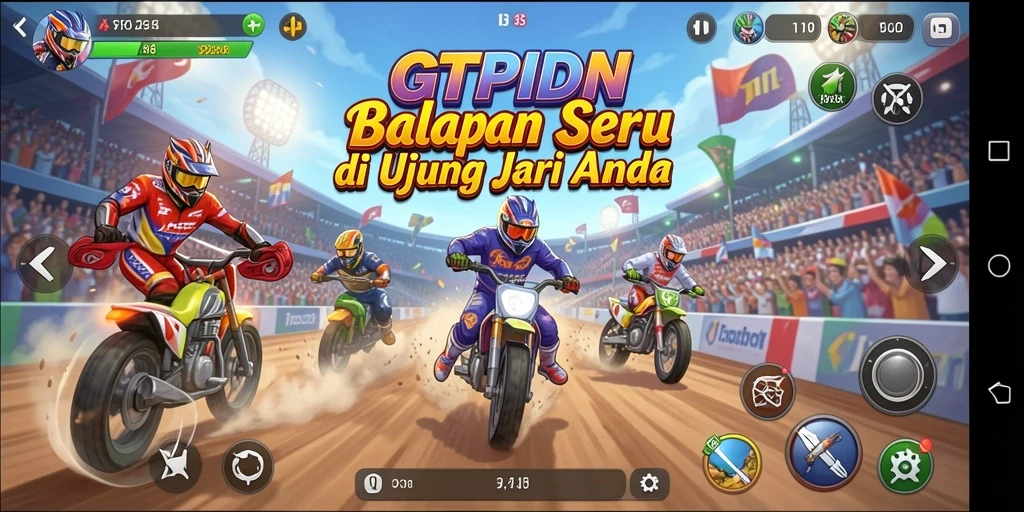 Tangkapan layar GTPIDN menunjukkan aksi balapan yang intens dan menegangkan.