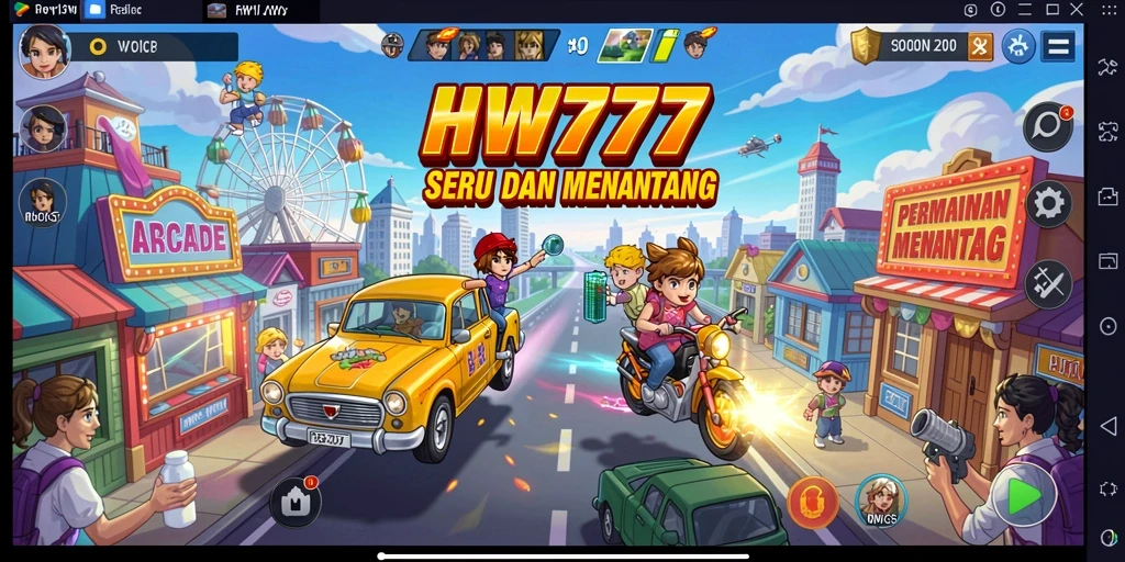 Tampilan seru gameplay HW777 dalam aksi Arcade.