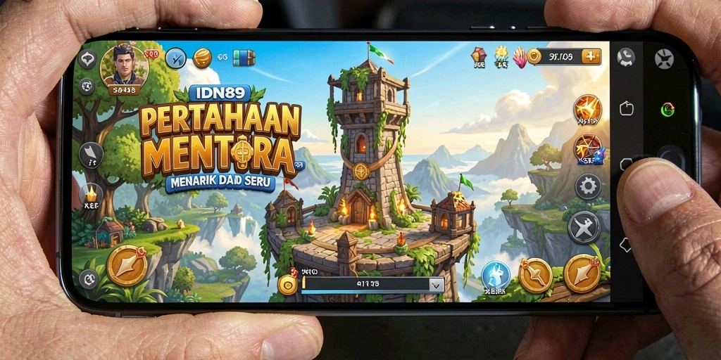 Screenshot gameplay IDN89 menampilkan aksi pertahanan menara yang seru.