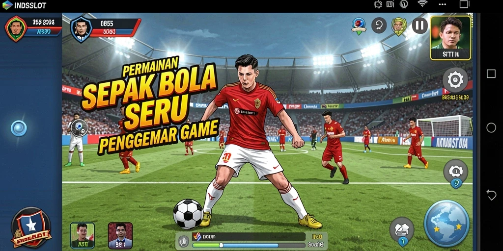 Tampilan gameplay mendebarkan dari permainan sepak bola INDSLOT.
