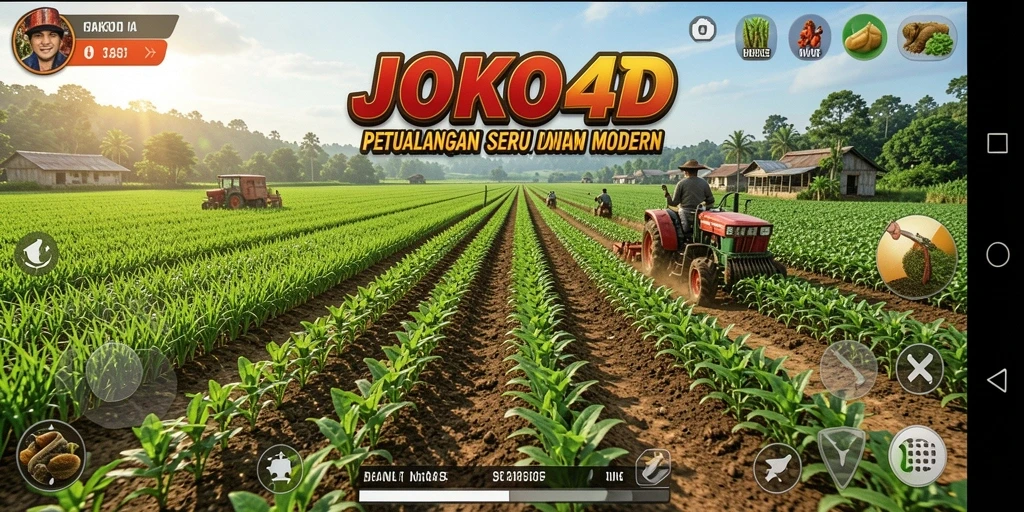 Tampilan gameplay seru JOKO4D saat merawat kebun dan ternak.