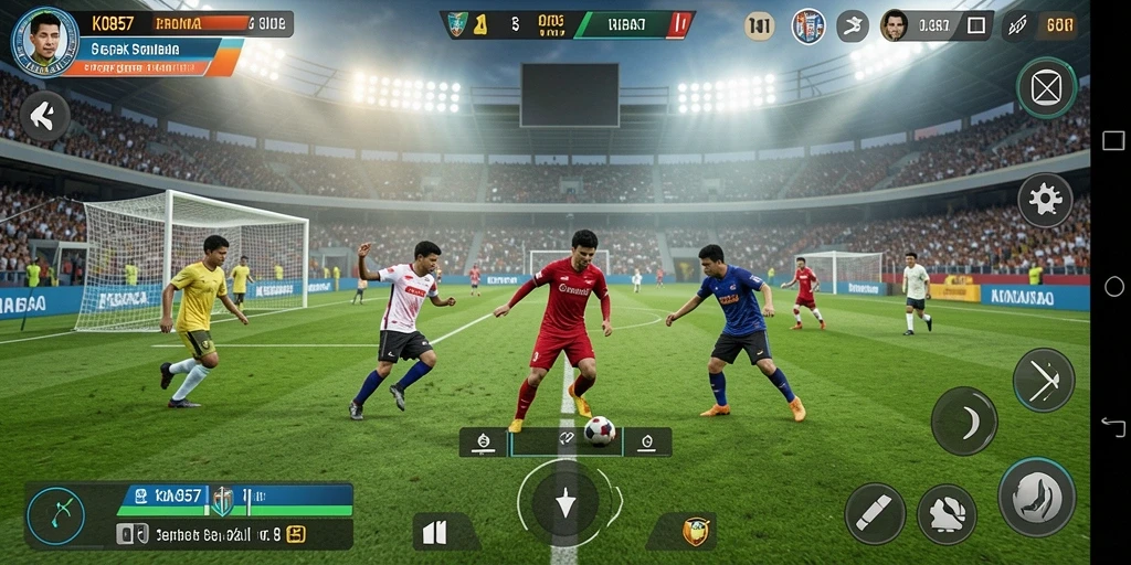 Tangkapan layar menampilkan aksi seru dalam permainan sepak bola.