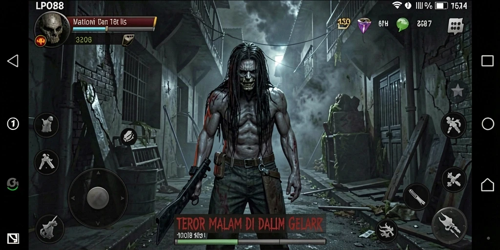 Tampilan gameplay menegangkan di LPO88 dengan suasana Horror yang mencekam.