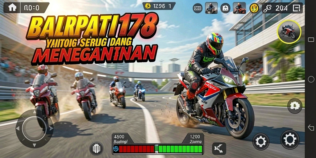 Tampilan gameplay eksklusif MERPATI178 saat balapan motor intens.