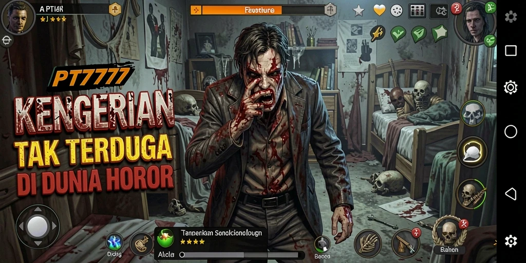 Tangkapan layar dari gameplay PT777 yang memberikan nuansa horor yang kental.