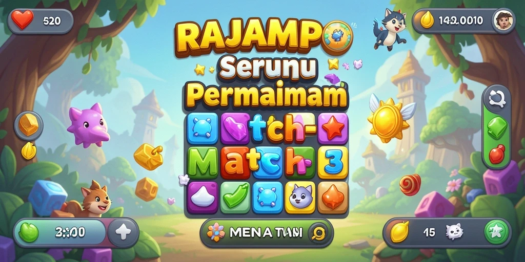 Screenshot gameplay RAJAMPO yang menunjukkan aksi seru dalam mencocokkan buah.