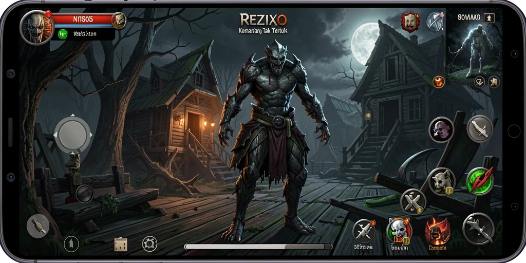 Tampilan gameplay REZIXO yang mencekam dan menakutkan.