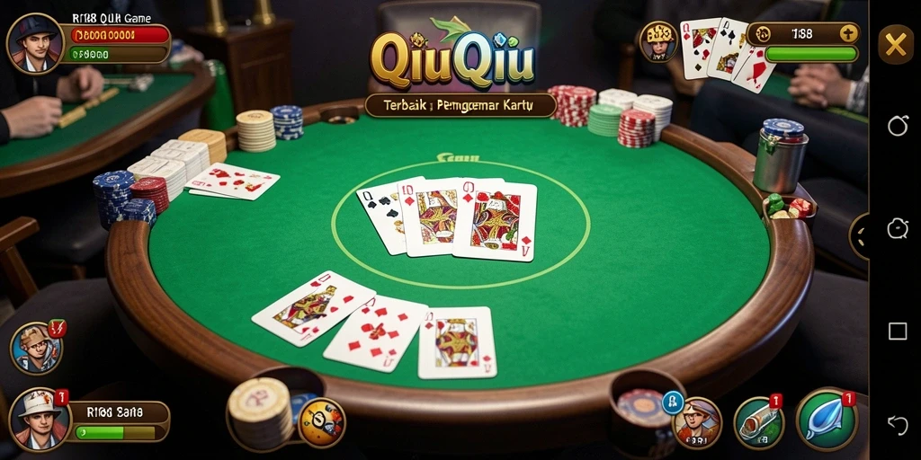Tampilan utama permainan QiuQiu RI188 yang menegangkan.