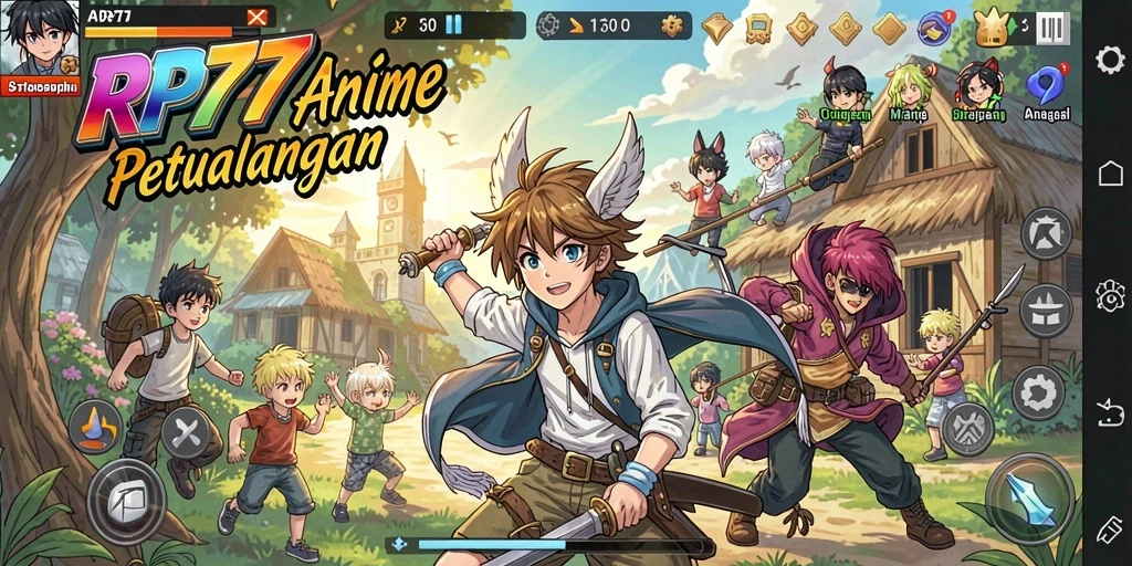 Tampilan gameplay RP777 yang menarik dalam dunia anime.