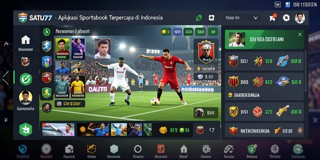 Tampilan utama SATU77 dengan berbagai opsi taruhan olahraga.