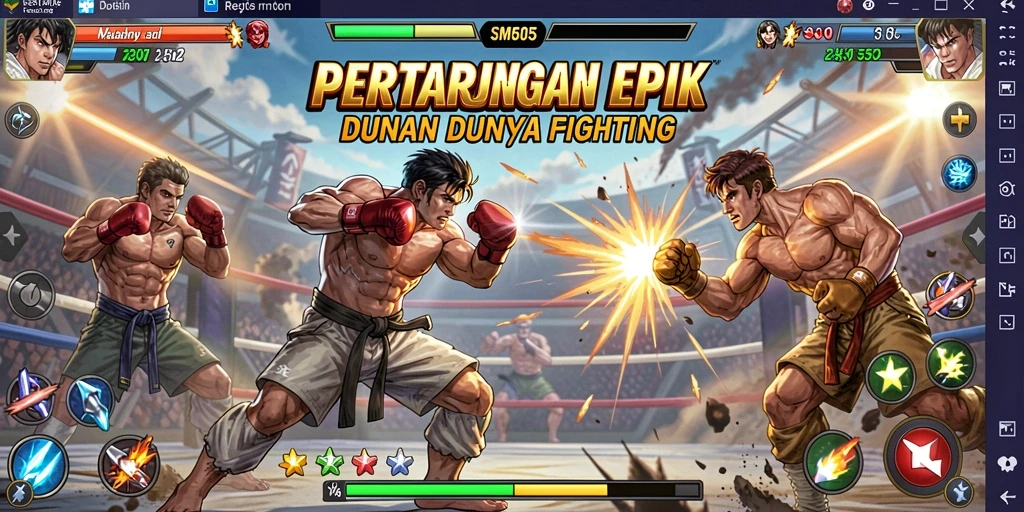Gameplay SM605 yang menegangkan dan penuh aksi pertarungan.
